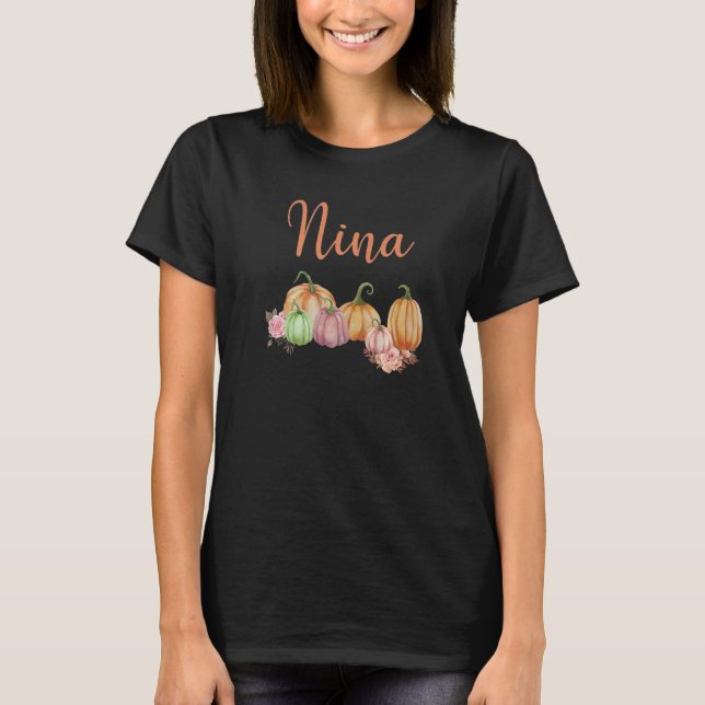 Camiseta Nina Do Pequeno Pumpkin Primeiro Aniversário Da Au (Frente)