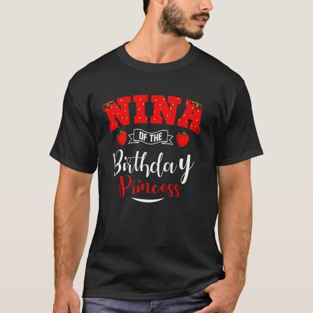 Camiseta Nina do Tema da Princesa de Morango de Aniversário (Frente)