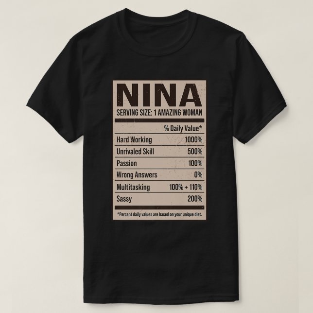 Camiseta Nina Nutrição Nomeia Apelido Alias Título Fri (Frente do Design)