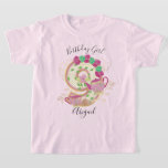 Camiseta Nine Tea Party Birthday | Floral<br><div class="desc">Comemora o aniversário com esta camiseta especial,  design especial e personalizada</div>