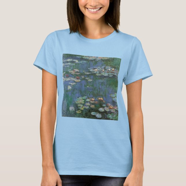 Camiseta Ninféias por Claude Monet, Flores Vintage (Frente)