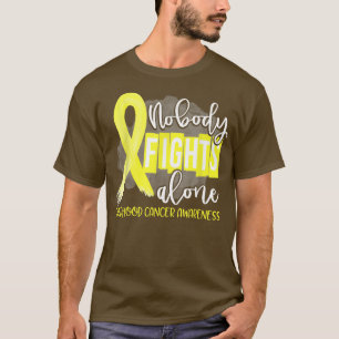 Camiseta Ninguém Luta Sozinho Com A Fita Dourada Cancer A