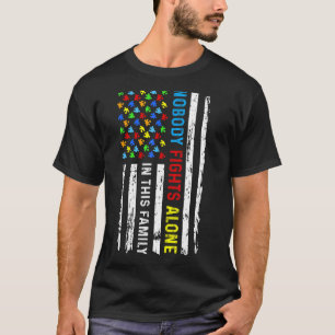Camiseta Ninguém Luta Sozinho Puzzle Bandeira Americana Aut