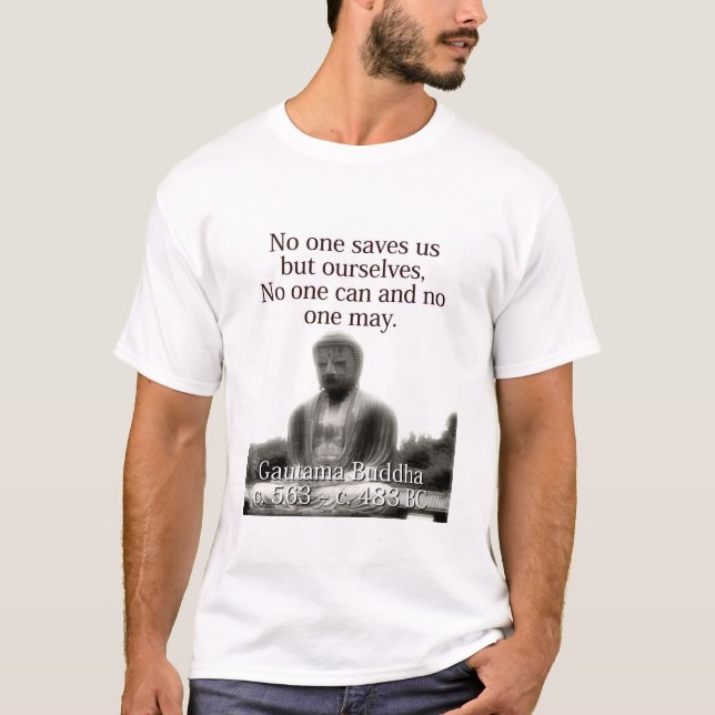 Camiseta Ninguém nos salva - Buda (Frente)