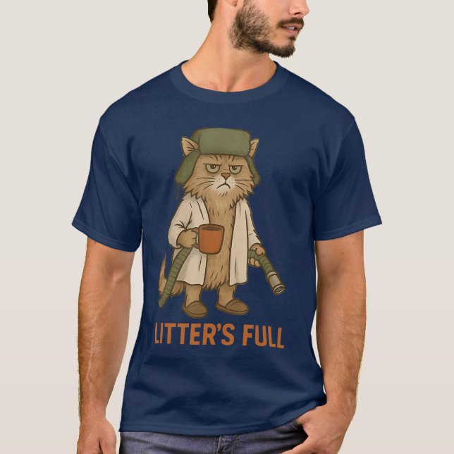 Camiseta Ninhadas engraçadas gato cheio engraçado (Frente)