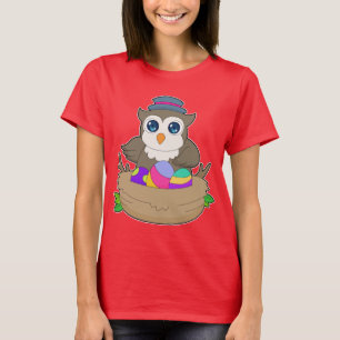 Camiseta Ninho de Ovos de Páscoa Páscoa de Coruja