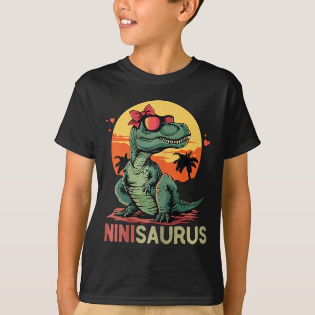 Camiseta Ninisaurus Dino Dinossauro Nini-saurus T-rex Mãe (Frente)