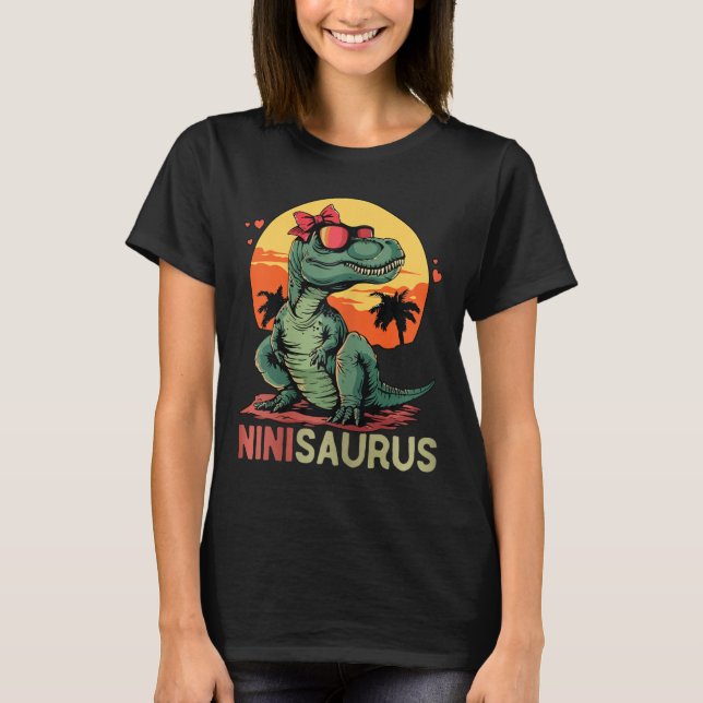 Camiseta Ninisaurus Dino Dinossauro Nini-saurus T-rex Mãe (Frente)