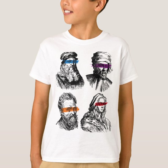 Camiseta Ninja Artista Renascentista Michelangelo Leonardo  (Frente)