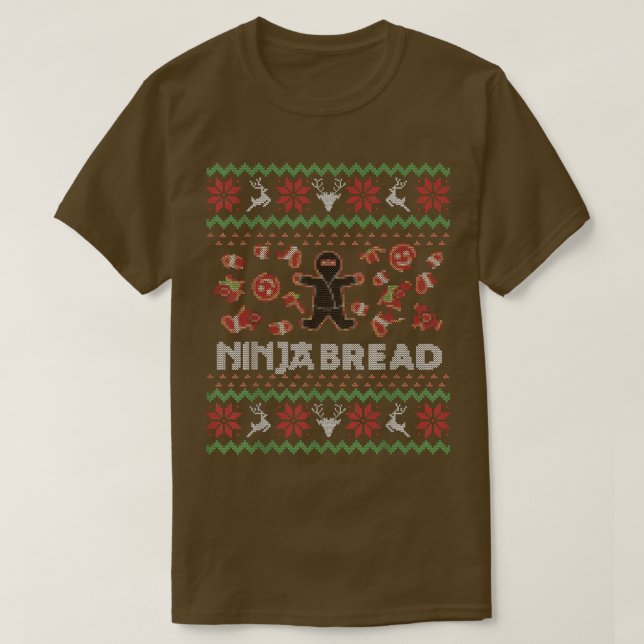 Camiseta Ninja Bread Gingerbre, doce de Natal (Frente do Design)
