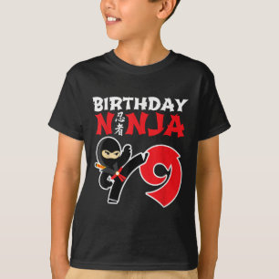 Camiseta Ninja de Aniversário - Festa de Ninja de 9 Anos -