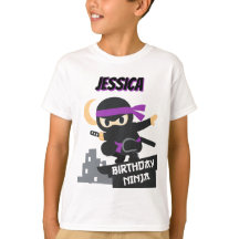 Ninja de Aniversário Roxo Nome Personalizado