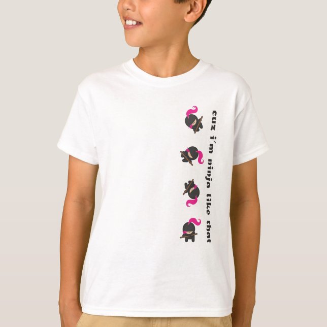 Camiseta Ninja de caída cor-de-rosa (Frente)