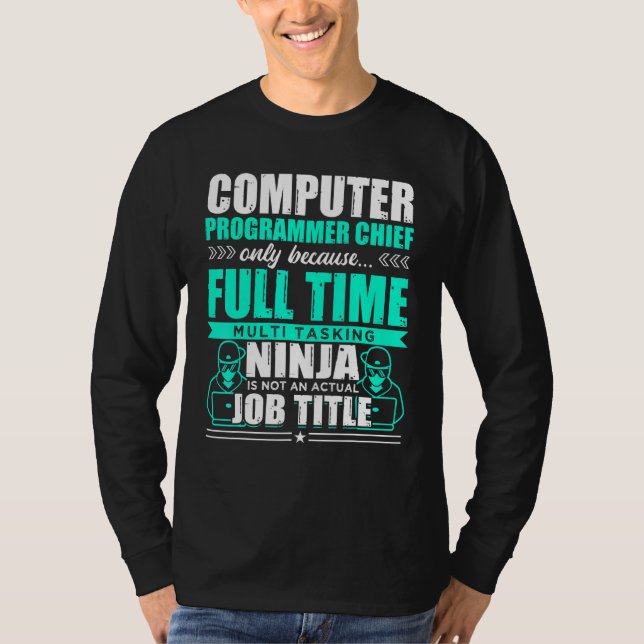 Camiseta Ninja de multitarefa principal do programador de c (Frente)