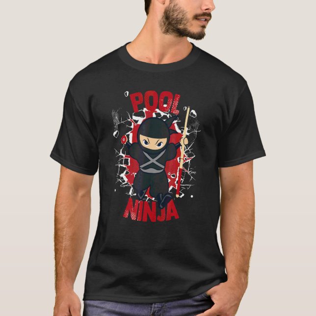 Camiseta Ninja de Sinuca Bolas de Sinuca Jogador de Bilhar (Frente)