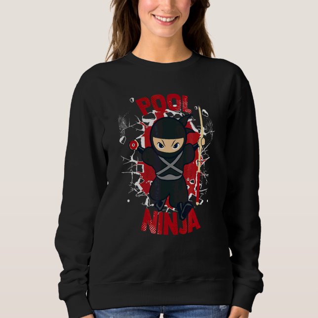 Camiseta Ninja de Sinuca Bolas de Sinuca Jogador de Bilhar (Frente)