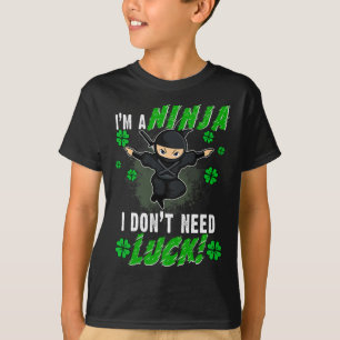 Camiseta Ninja do dia de Patrick Luck Green Kids Gift Clove
