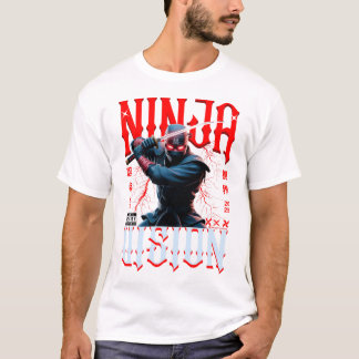 Camiseta Ninja Empunhando Katana – Estilo Urbano Escuro de 