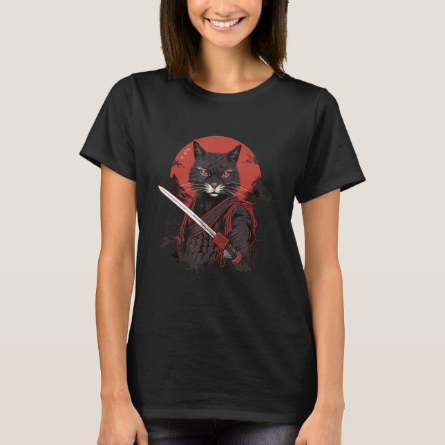 Camiseta Ninja Gata Felines Furtivos Ninja Kittens Samurai (Frente)