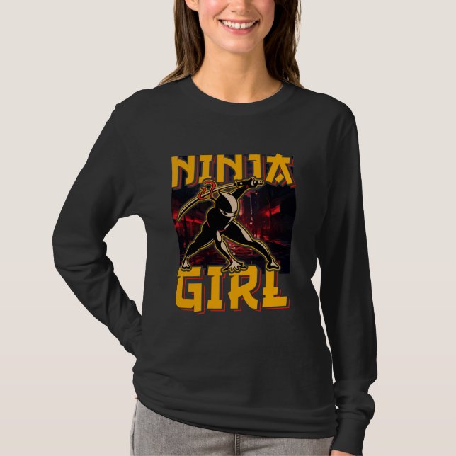 Camiseta Ninja Girl Warrior Engraçado (Frente)