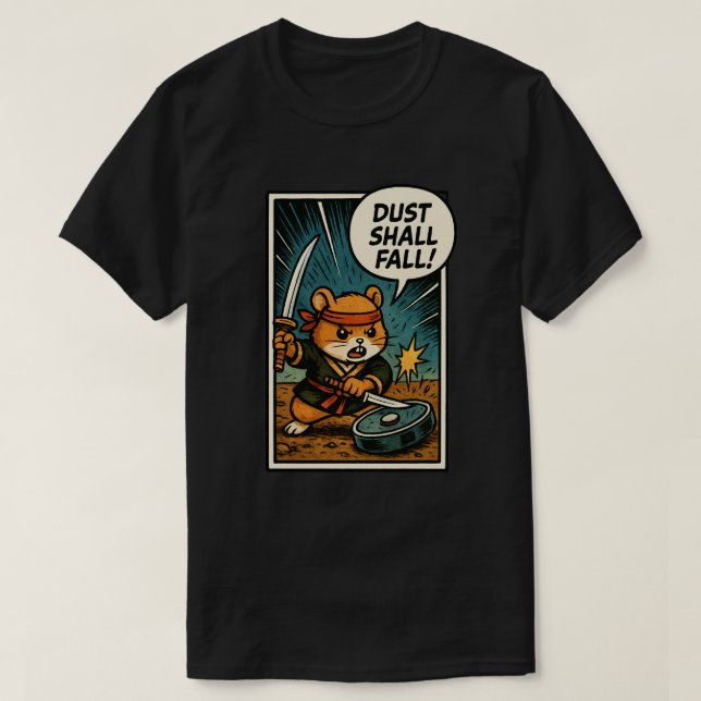 Camiseta Ninja Hamster | “O POEIRA VAI CAIR!” (Frente do Design)