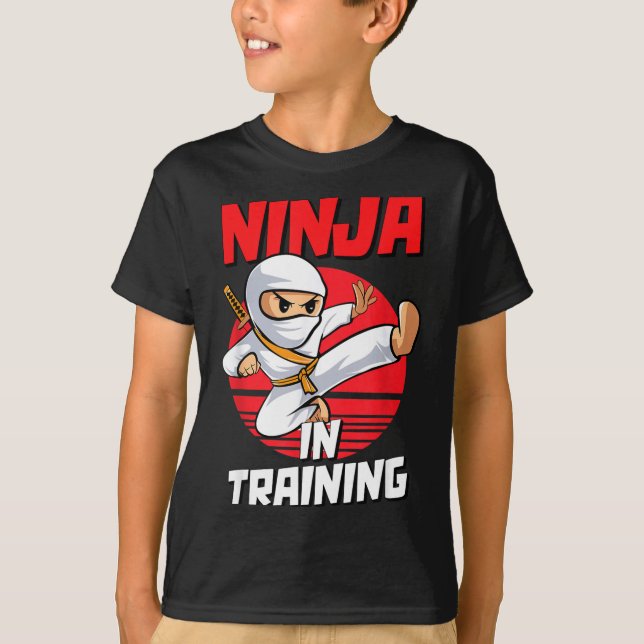 Camiseta Ninja In Training Costume Party Warrior Boys Girls (Frente)