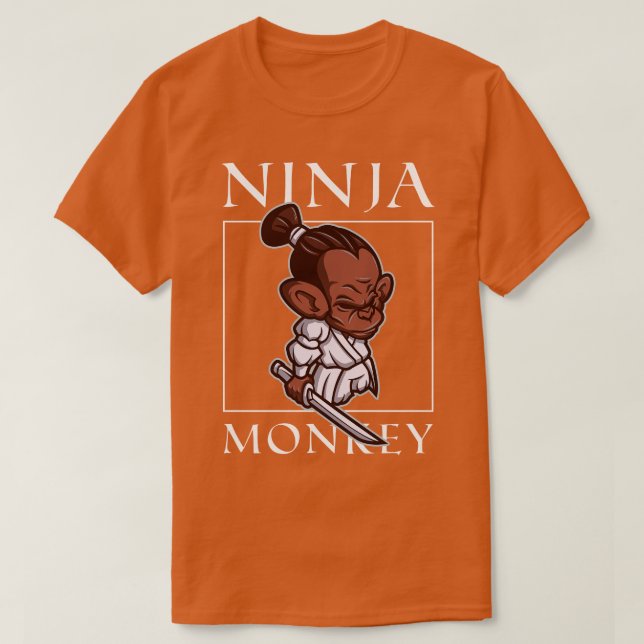 Camiseta Ninja Monkey Funny Ninja Warrior Shinobi (Frente do Design)