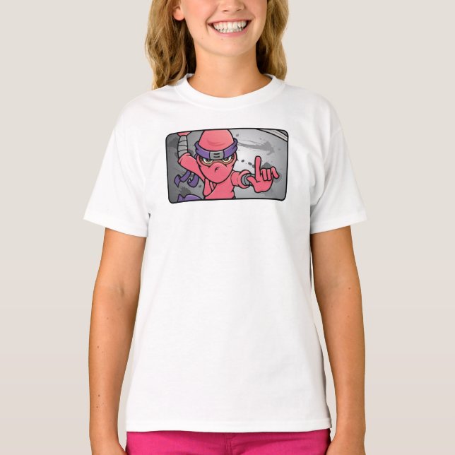 Camiseta Ninja Rosa Personalizável (Frente)