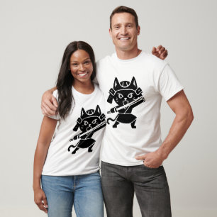 Camiseta Ninja Samurai Cat Warrior