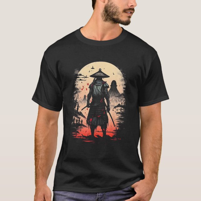 Camiseta Ninja Samurai Vintage Fighter Yin Yang Ci (Frente)