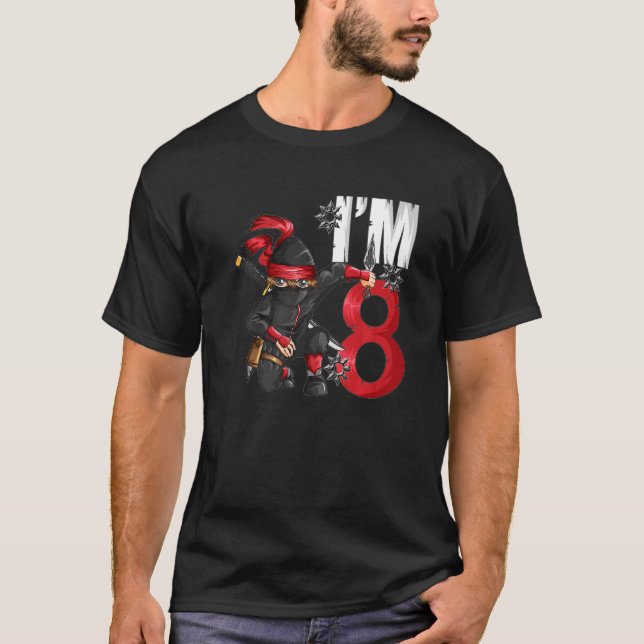 Camiseta Ninja Shadow Warrior Eu tenho 9 anos (Frente)