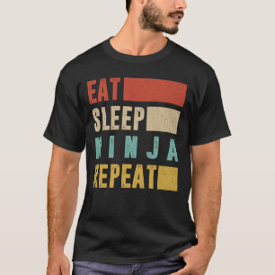 Camiseta Ninja Shirt, Vintage Comer Sleep Ninja Repete,