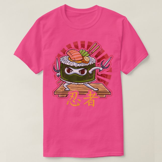 Camiseta Ninja Sushi Roll Comida japonesa (Frente do Design)