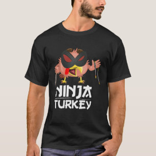Camiseta Ninja Turquia para Ação de Graças de Adultos e Cri