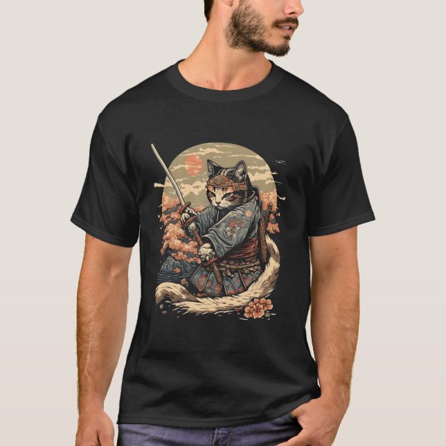 Camiseta Ninja Ukiyo-E Anime Style Samurai (Frente)