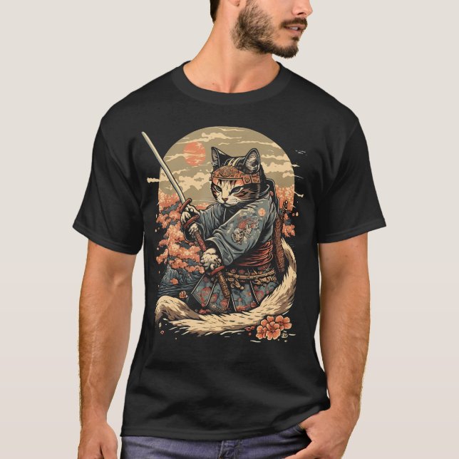 Camiseta Ninja Ukiyo-E Anime Style Samurai (Frente)