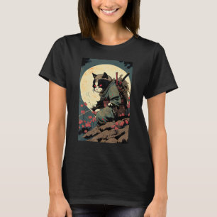 Camiseta Ninja Ukiyo-e Style Samurai Cat