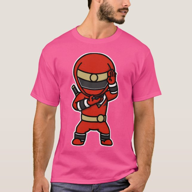 Camiseta Ninjared Ninja Sentai Kakuranger Chibi Style Kawai (Frente)
