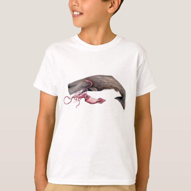 Camiseta niño cachalote y calamar gigante (Frente)