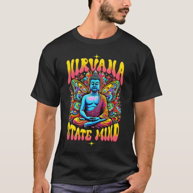 Camiseta Nirvana Meditação Mental Gráfico Buddha Bu (Frente)
