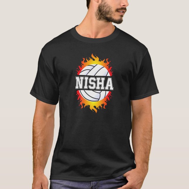 Camiseta Nisha Nome Jogador de Voleibol Girls Ball e Net Sp (Frente)