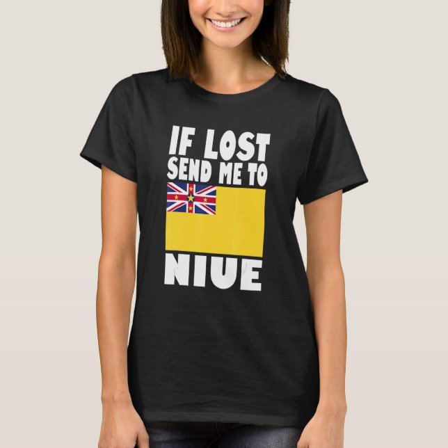 Camiseta Niue Flag Design Se perdido, envie-me para Niue (Frente)