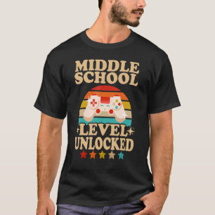 Camiseta Níveis Da Escola Média Desbloquearam Meninas Rapaz