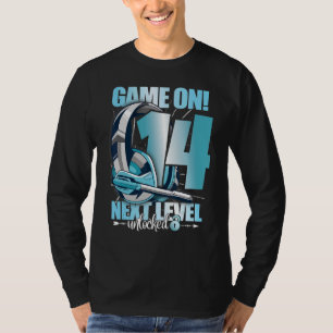 Camiseta Níveis De Aniversário De 14 De 14 Anos