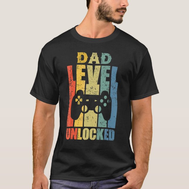 Camiseta Níveis de Pai de Anúncio de Gravidez Desbloqueados (Frente)
