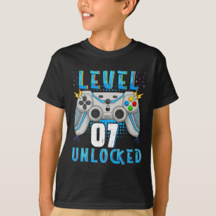 Camiseta Nível 07 7 do jogo de vídeo desbloqueado Birthday