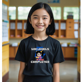 Camiseta Nível 100 Concluído: 100 Dias de Escola para Menin
