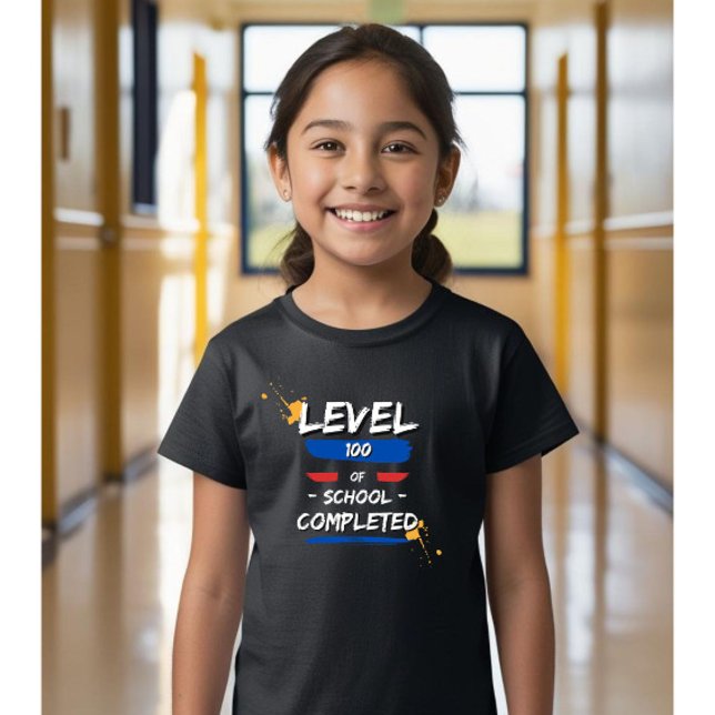 Camiseta Nível 100 Desbloqueado: 100 Dias de Crianças Escol (Criador carregado)