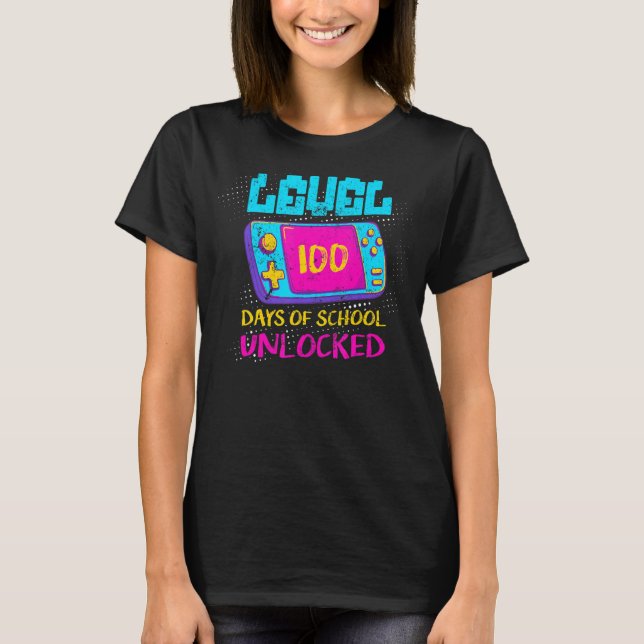 Camiseta Nível 100 Dias Da Classe De Jogo De Vídeo Desbloqu (Frente)