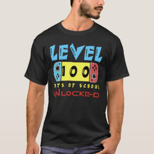 Camiseta Nível 100 dias de crianças desbloqueadas da escola
